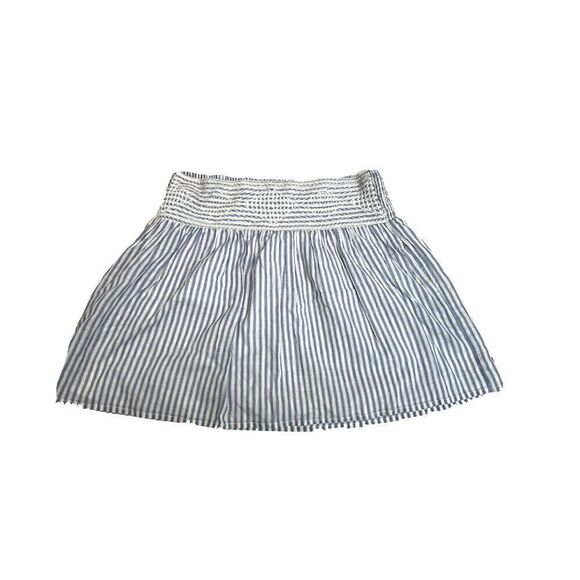 Swildens White Blue Striped A Line Skirt Size 38 Medium Elastic Waist Pocket - Picture 1 of 11
